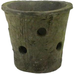 HomArt Rustic Terra Cotta Orchid Pot, Moss Grey, 1-Count