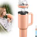 Tumbler Adapter Lid for Stanley, Leak-Proof Adapter Compatible with Stanley 30oz & 20oz Tumbler to Flavor Cartridges, Fits Quencher H2.0 FlowState Tumblers, BPA Free, Food Grade Silicone (Nectarine)