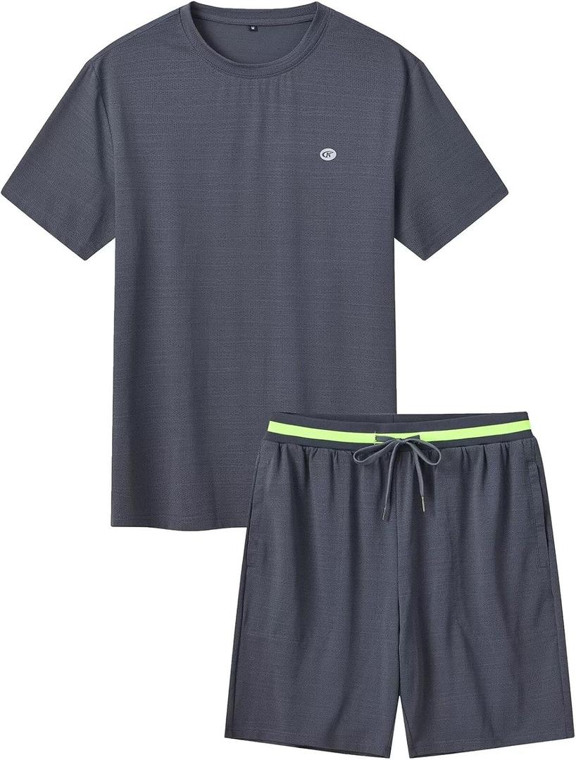 Tyhengta Men's Outfits Performance activewear sets Gym Athletic Tracksuits Sportswear 2 Piece Set (Gray, M)