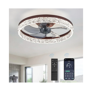 LEDIARY 20" Modern Ceiling Fans with Lights and Remote, Dimmable Low Profile Ceiling Fan, Flush Mount Ceiling Fan, Stepless Color Temperature Change and 6 Speeds - BrownAmazon's Choice