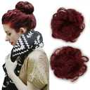 Hair Bun Updo Hairpiece Scrunchy Curly Wavy Big Chignons Hair Extensions Violet Red Color Synthetic Wigs Hair Extension Bun for Women Girls 2pcs/pack #118