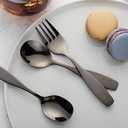 ANNOVA Kids Silverware Children's Safe Flatware Set Stainless Steel - Children Forks, Children Tablespoons, Toddler Utensils, Metal Cutlery Set for LunchBox (Black Gold, 6)