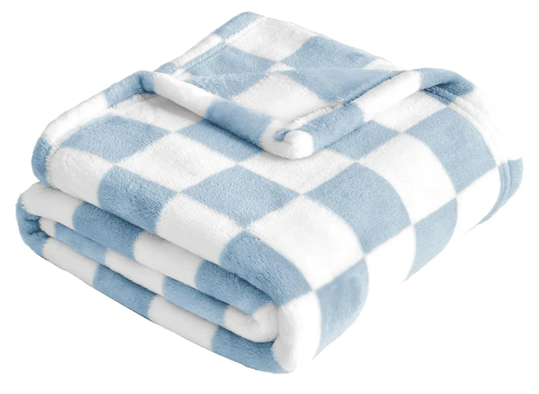 Yurhap Checkered Baby Blanket Fleece Baby Blankets for Boys, Ultra Soft Cozy Fluffy Infant Toddler Newborn Receiving Blankets for Crib Stroller, 30''x40'', Blue