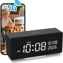 NOSENT Security Mini Camera, Digital Clock,1080P HD, Nanny Camera, with AI Motion Detection, Clear Night Vision,5G & 2.4G, 150 Viewing Angle,Bluetooth Connection, Local and Cloud Storage