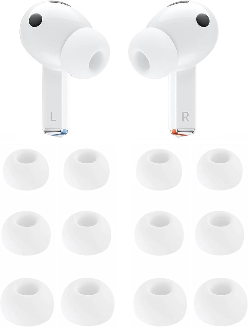 2 x ALXCD Eartips Compatible with Galaxy Buds 3 Pro SM-R630N Earbuds, 6 Pairs S/M/L Sizes Silicone Ear Tips Earbuds Replacement Tips, Compatible with Galaxy Buds 3 Pro SM-R630 6 Pairs White sml