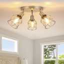 WILON Semi Flush Mount Ceiling Light 3-Light Brushed Nickel Close to Ceiling Light Fixtures, Kitchen Light Fixtures Ceiling Mount E26 Base Multi-Directional Ceiling Lamp Modern Hallway Light Fixtures, 3-Light-Cage