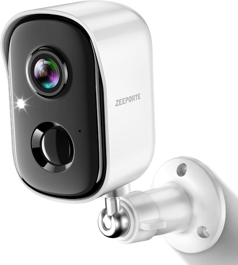 Security Cameras Wireless Outdoor, 2K Battery Powered Indoor Camera/WiFi Camera for Home Security with AI Motion Detection, Color Night Vision, Spotlight, Siren, Waterproof, SD/Cloud Storage (White)