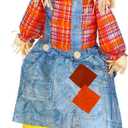 Shappy 60 Inch Large Fall Scarecrow Sitter Halloween Decoration Country Charm Harvest Outdoor Indoor Sitting Scarecrow for Garden Home Yard, Girl Style