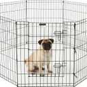 Dog Playpen - Foldable Metal Exercise Puppy Play Pen with 8 24x30in Panels - Indoor/Outdoor Pen with Door for Dogs, Cats or Small Animals 