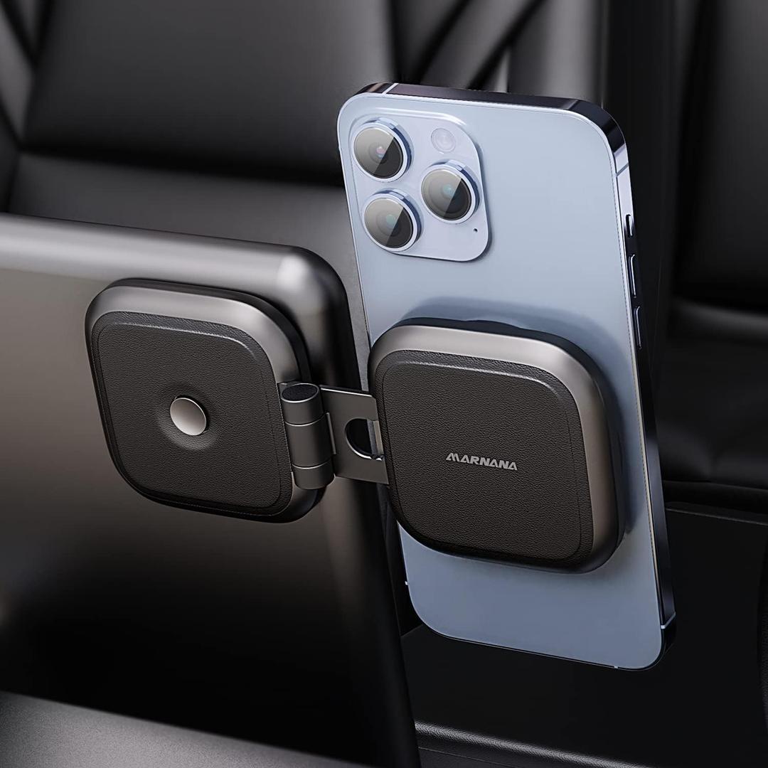 Marnana Phone Mount for Tesla Model 3 Model Y, Strong Magnetic Designed for MagSafe Car Mount Phone Holder for Tesla Screen Monitor, Invisible Foldaway Tesla Accessories for iPhone 12/13/14/15 Series