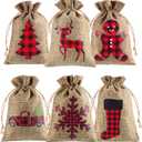 24 Pieces Christmas Burlap Gift Bags Christmas Treat Bags with Drawstrings Reusable Small Holiday Gift Bags Xmas Bags Holiday Gift Sacks Candy Bag Jewelry Pouches for Christmas Wedding Party Favor