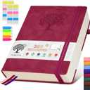 PERCUN A4 Lined Journal Notebook365 Page Large Leather Journals for Writing Women MenHardcover Notebook with 100Gsm Thick Pages for TravelWorkSchoolCollege Ruled, Daily Diary (8.5" x 11.4") (Wine red)