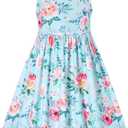 Vieille Little Girls Sleeveless Dress Cute Summer Sundress with Pocket 2-7 Years (Blue)