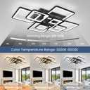 Modern LED Ceiling Light, Black Dimmable Flush Mount Ceiling Light with Remote Control, Acrylic Ceiling Lighting Fixture for Living Room Dining Room Kitchen Office Ceiling Lamp (Square)