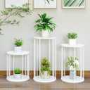 Plant Stand Indoor,small plant stool,Flower Pot Corner stand holder,Mid Century Heavy Duty Metal Tall Home Decor,Modern Round End Table,Small Rustic Display Stand for Living Room,Bedroom (White,3 Packs)