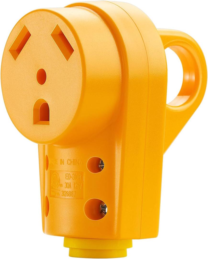 Kohree 30 Amp RV Plug Female, RV Receptacle Heavy Duty Replacement 125/250V, NEMA TT-30R Plug with Ergonomic Grip Handle for RV Camper Caravan Motorhome Van Trailer