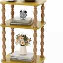 Small Side Table, 3-Tier End Table, Farmhouse End Table, Modern Accent Table, Narrow Couch Side Table for Small Spaces, Skinny Bedside Table Nightstand for Bedroom, Living Room(Rustic Walnut)