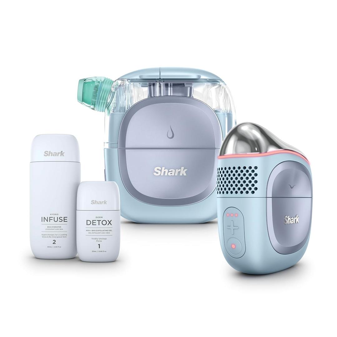 Shark FacialPro Glow at-Home Hydro-Powered Facial System with DePuffi Hot & Cold Therapy  Professional Spa Skincare Device for Pore Cleansing, Hydration, & Radiant Glow, Blue, FH320