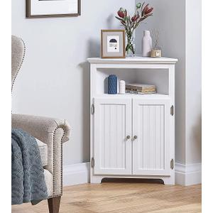 UTEX Bathroom Corner Storage Cabinet, Small Floor Corner Cabinet with Doors and Adjustable Shelves, Freestanding Narrow Storage Organizer for Bathroom, Kitchen, Living Room, White | Floor Corner Cabinet, Doors, Adjustable Shelves, Freestanding, Narrow Cabinet, Organizer, 32.68'' Tall