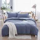 Dreaming Wapiti Duvet Cover Queen,Washed Microfiber Haze Blue Queen Size Duvet Cover Set,Solid Color - Soft and Breathable with Zipper Closure & Corner Ties (Haze Blue, Queen)