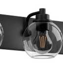 Bathroom Light Fixtures-Matte Black Vanity Lights for Bathroom, Modern Black Vanity Lights 3-Light Bathrooms Lighting Fixtures Over Mirror with Clear Glass Shade