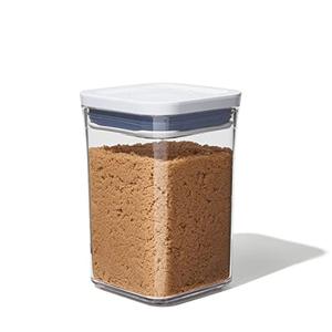 OXO Good Grips POP Container - Airtight Food Storage - Small Square Short 1.1 Qt Ideal for 1 lb of brown sugar or confectioner's sugar 2 pack with No Lids