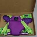 PHOEPET No Pull Dog Harness, Unique Colors Reflective Adjustable Dog Vest, with Soft Training Handle Metal Clips for Small Medium Large Dogs (Purple Base & Green Straps, M)