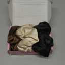 3Pcs Large Satin Hair Scrunchies, 6Inch Pillow Satin Scrunchies for Thick Curls Gifts for New Mom No Damage Sleepy Hair Tie (Brown Series)