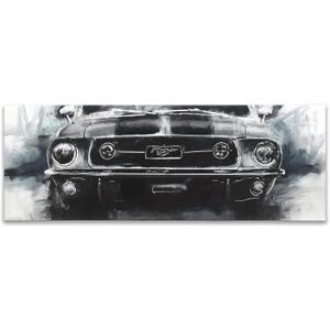 Open Road Brands Ford Mustang Black and White Gallery Wrapped Canvas Wall Decor - Large Ford Wall Art for Living Room, Bedroom or Man Cave