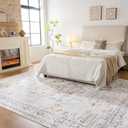 6x9 Washable Area Rug Vintage Distressed, Low Pile Large Rug with Non Slip Backing & Reinforced Edges, Ultra Soft Foldable Indoor Carpet for Living Room, Bedroom, Dining Room, Office, Yellow