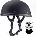 German Motorcycle Helmet, Adult Half Helmet, Open Helmet, DOT Approved Vintage Half face Helmet for Cruiser Scooters and Motorbikes. (X-Large,Matte Black)