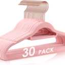 DUDUCOFU Velvet Hangers Non Slip Felt Hangers, 30 Pack Pink Velvet Clothes Hangers Space Saving Slim with 360 Degree Swivel Hook for Suits Coats, Jackets, Pants, and Dress Clothes