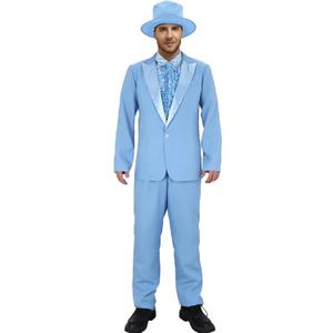 AMNPOLEN Men Lloyd and Harry Costume Blue Suit Orange Tuxedo Coat Hat Bow Tie 90s Movie Halloween Cosplay Outfit (Small) AMNPOLEN Men Lloyd and Harry Costume Blue Suit Orange Tuxedo Coat Hat Bow Tie 90s Movie Halloween Cosplay Outfit (Small)