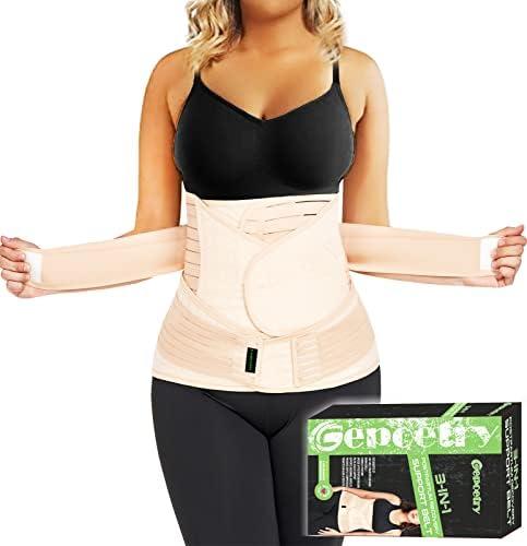 3 in 1 Postpartum Belly Band Wrap Support Recovery Girdles Abdominer Binder Post Surgery Belly&Waist&Pelvis Support Belt & Back Brace Beige, XL