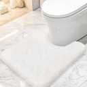 Toilet Rugs U-Shaped 24"x20", Absorbent Contour Bath Rug, White