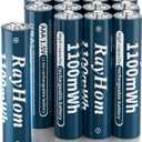 16 Pack AAA Lithium Rechargeable Batteries, 1100mWh High Capacity, 1.5V Constant Output, 1600+ Cycles