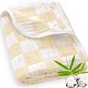 Muslin Swaddle Blankets, Checkered Receiving Blankets for Baby Boys and Girls, 43 x 43 Inches Baby Swaddle Neutral Wrap 70% Cotton and 30% Rayon Khaki