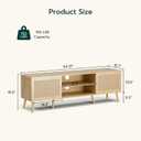 ZttRiee TV Stand for TVs up to 65'', Entertainment Center With Rattan Door, Shelves & 2 Cabinets, Long Boho Media Console for Living Room, Natural, 15.7" D X 54.7" W X 18.9" H