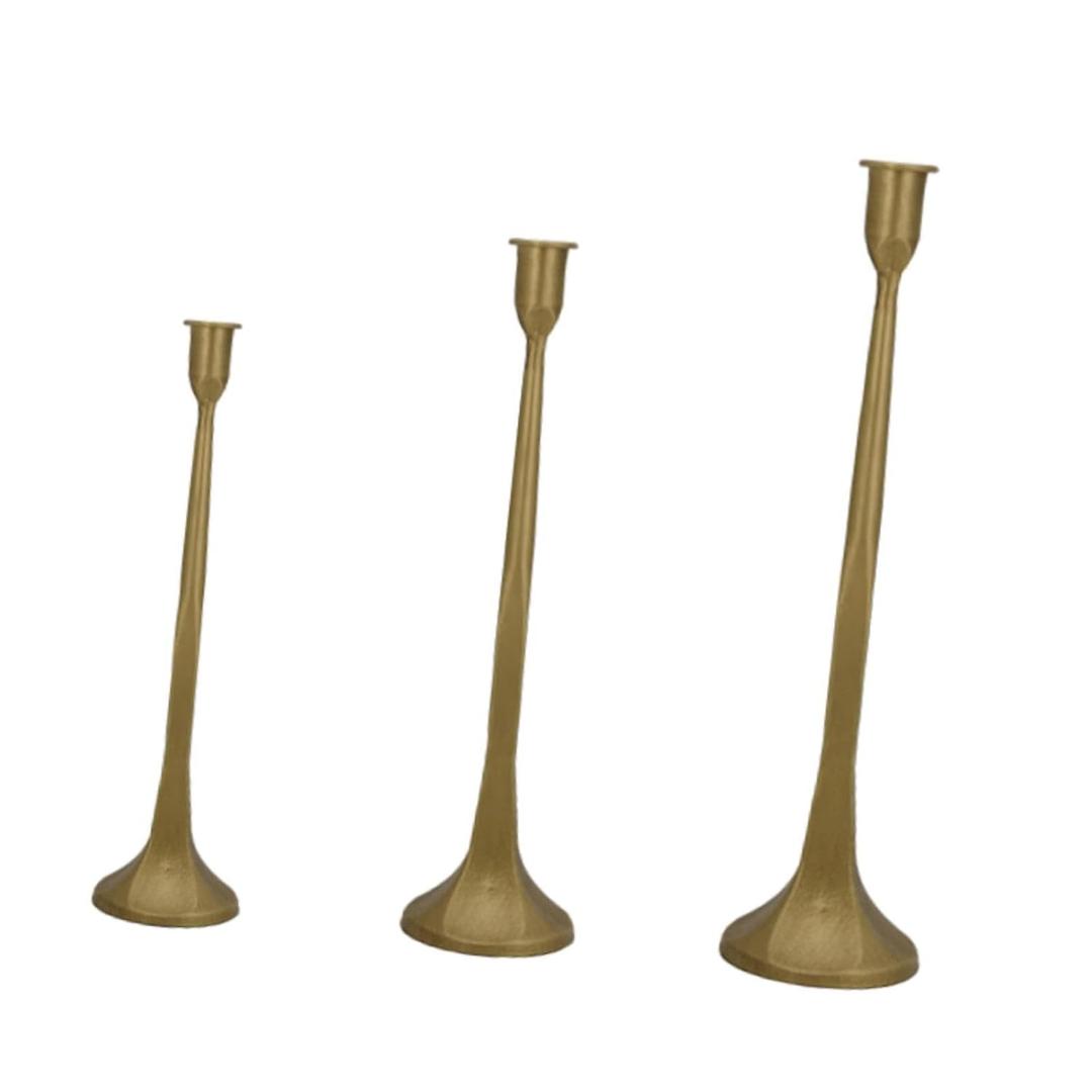 3X Pillar Candle Holder Elegant Candlestick Holder for Banquet Party Desktop Golden