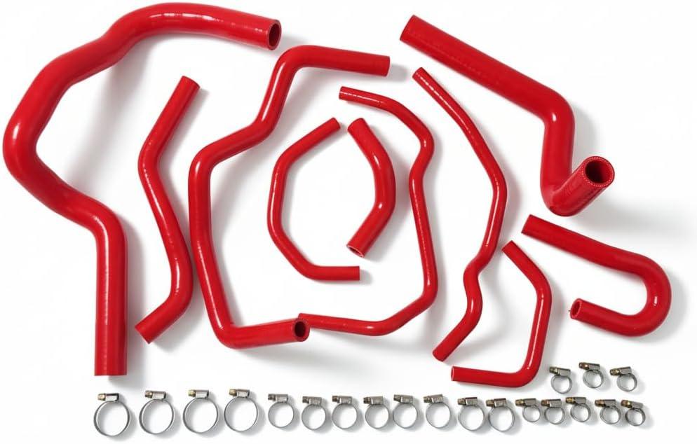 10 Pieces Red Hoses For 1997-2001 Honda CR-V MK1 RD1 B20 2.0L Silicone Radiator Hose Kit With Clamps Cooling Coolant Pipe Tube Hoses 1997 1998 1999 2000 2001