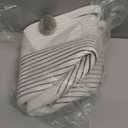 RengaoRise Small Woven Basket With Handles Pom Pom, 9.8 x 9.8 x 7.8 inch Grey-White Round Cute Cotton Rope Decorative Empty Gift Basket for Baby Shower, Easter, Valentine's Day