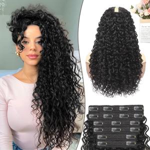 6 Pcs Curly Clip In Hair Extensions 18 Inch Protein Fiber Real Hair Feeling