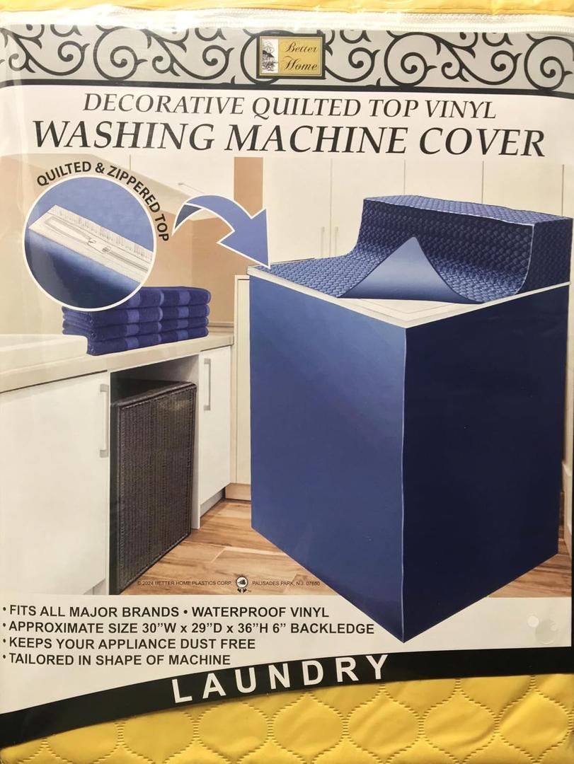 Better Home Zippered Vinyl Washing Machine or Dryer Cover Waterproof Dust Free Appliance Protection (Yellow Beige)