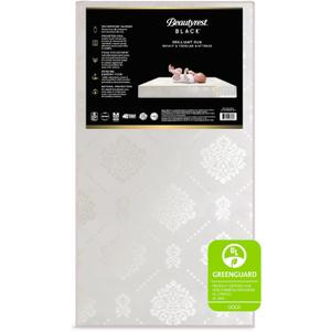 Beautyrest Beginnings Black Brilliant Sun 2-Stage Premium Crib and Toddler Mattress with Plant-Based Soy Foam and Gel Memory Foam, 52x28x6"