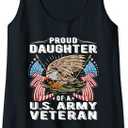 Womens Proud Daughter Of A US Army Veteran Military Vet's Child Tank Top M
