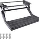 Electric Retractable RV Steps with LED Lighting, 400 LBS Load Capacity, Foldable Aluminum Alloy Camper Steps, Thickened Steel Plate Trailer Steps, Non-Slip Design, Ideal for RV, Trailer, Camper (Black)