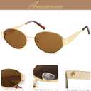 AMOMOMA Retro Oval Trendy Sunglasses for Women Designer 2024 Womens Sun Glasses Metal 90s AM6639 (Yellow)