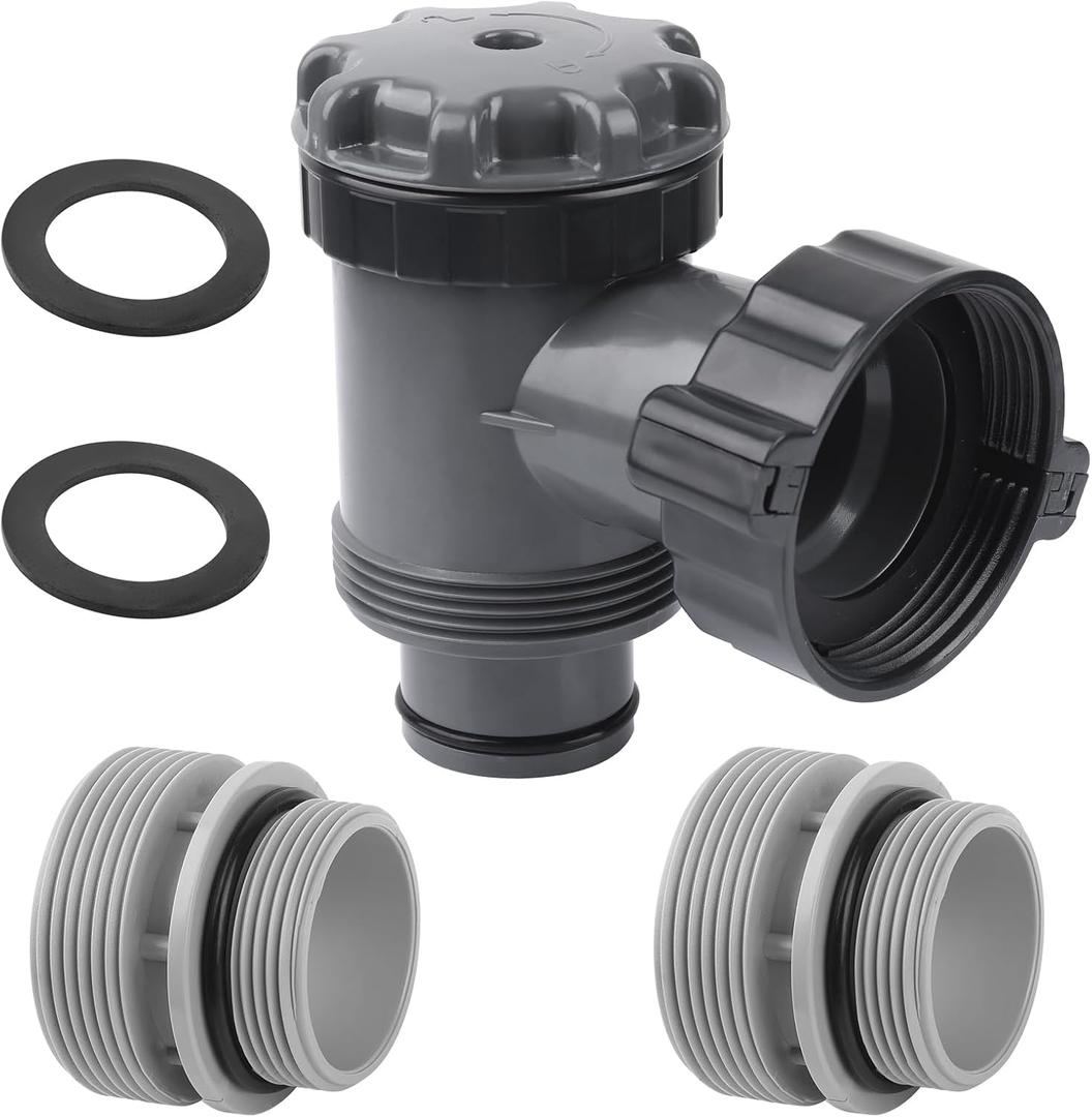 Plunger Valve for Intex Pool, 38mm Plunger Valves Connection Kit | For Above Ground Pool, with 4560 40mm to 1 1/2" Hose Conversion Adapters, Pool Filter Pump On Off