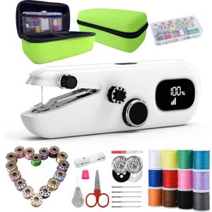Handheld Sewing Machine for Beginners, Rechargeable Portable Sewing Machine with LCD, Mini Sewer Mending for Home, Crafting, DIY Projects, 3-speed Settings Sewing Machine, Complete Set.
