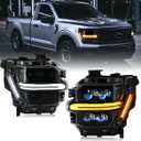 Headlights for F150 F-150 with Startup Animation Sequential Turn Signal (Quad-beam)